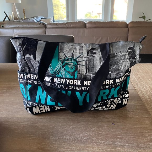 Robin Ruth Skyline NYC Medium Aqua Tote - Picture 2 of 7